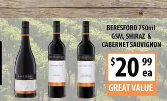 Supabarn Beresford 750ml Gsm, Shiraz & Cabernet Sauvignon offer