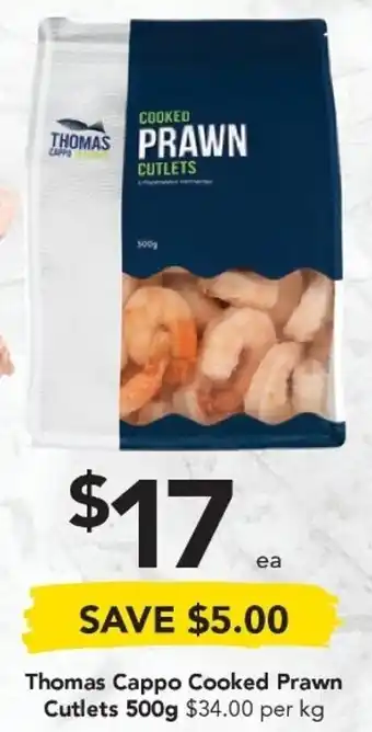 Drakes Thomas Cappo Cooked Prawn Cutlets 500g offer