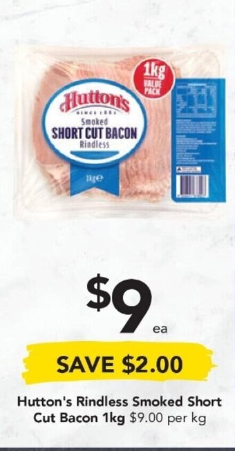 Drakes Hutton's Rindless Smoked Short Cut Bacon 1kg offer