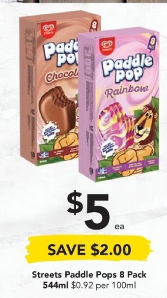 Drakes Streets Paddle Pops 8 Pack 544mL offer