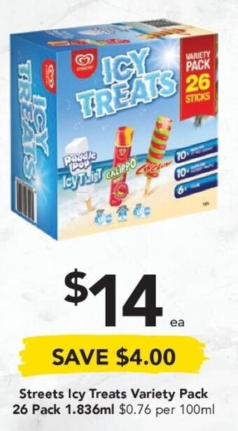 Drakes Streets Icy Treats Variety Pack 26 Pack 1.836mL offer