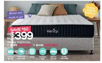 Fantastic Furniture Verity Mattress offer
