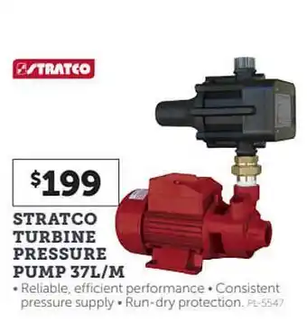 Stratco Stratco Turbine Pressure Pump 37l M Stratco offer