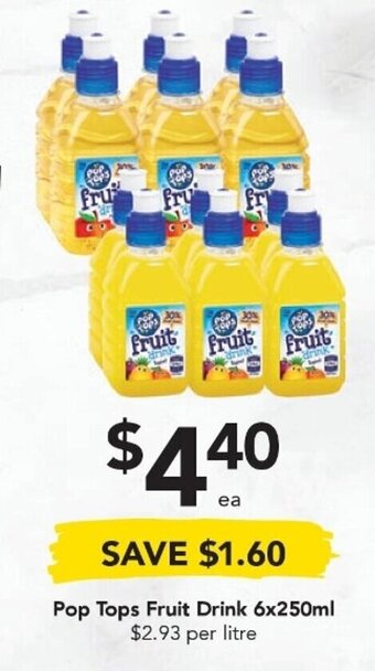 Drakes Pop Tops Fruit Drink 6x250mL offer