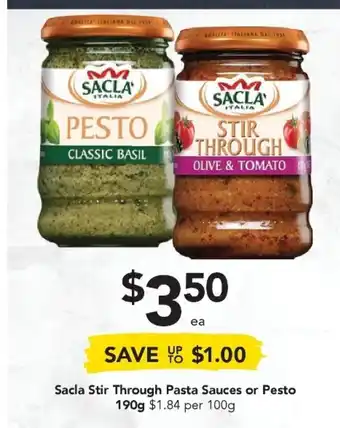 Drakes Sacla Stir Through Pasta Sauces or Pesto 190g offer