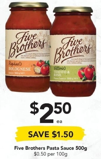 Drakes Five Brothers Pasta Sauce 500g offer