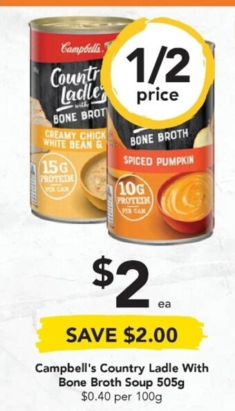 Drakes Campbell's Country Ladle With Bone Broth Soup 505g offer