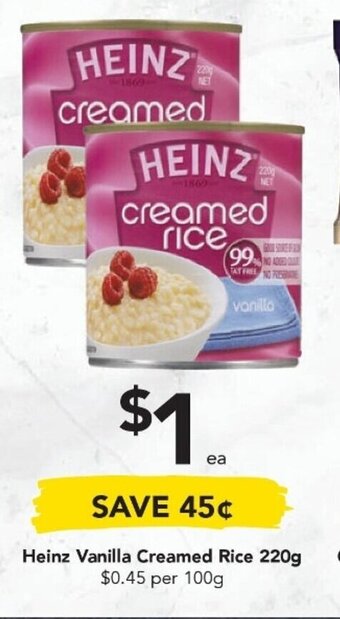Drakes Heinz Vanilla Creamed Rice 220g offer