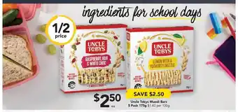 Drakes Uncle Tobys Muesli Bars 5 Pack 175g offer