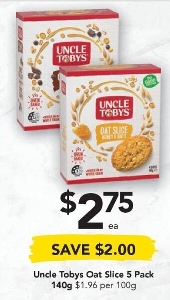 Drakes Uncle Tobys Oat Slice 5 Pack 140g offer
