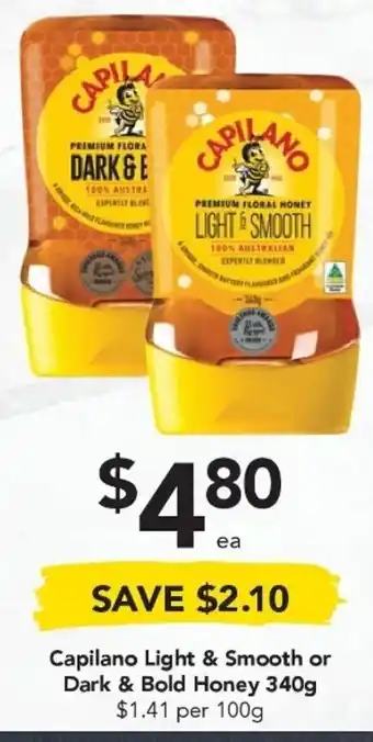 Capilano Light & Smooth or Dark & Bold Honey 340g