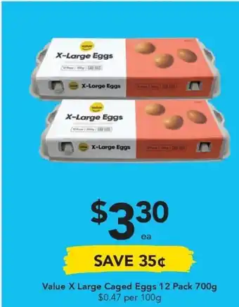 Drakes Value X Large Caged Eggs 12 Packs 700g offer