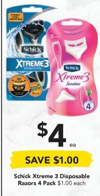 Schick Xtreme 3 Disposable Razors 4 Pack