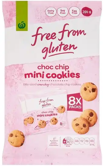 Woolworths Woolworths Free From Gluten Mini Cookies 200g Pk 8 or Smiles 184g Pk 8 u2013 From the Health Food Aisle offer