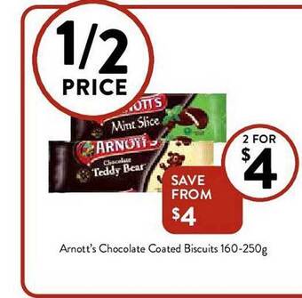 Foodworks Arnott's Chocolate Coated Biscuits 160-250g offer