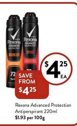 Foodworks Rexona Advanced Protection Antiperspirant 220ml offer