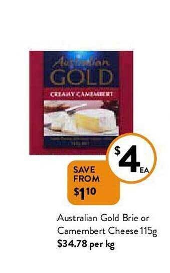 Foodworks Australian Gold Brie Or Camembert Cheese 115g offer