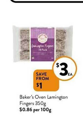 Foodworks Baker's Oven Lamington Fingers 350g offer