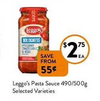 Foodworks Leggo's Pasta Sauce 490-500g offer