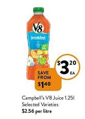 Foodworks Campbell's V8 Juice 1.25l offer