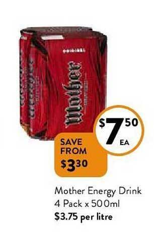 Foodworks Mother Energy Drink 4 Pack X 500ml offer