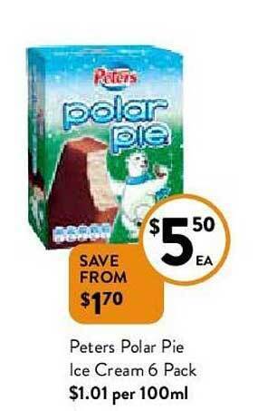 Foodworks Peters Polar Pie Ice Cream 6 Pack offer