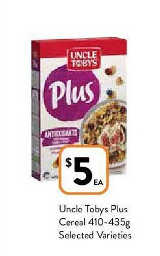 Foodworks Uncle Tobys Plus Cereal offer
