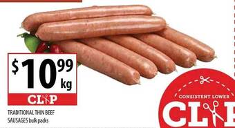 Supabarn Traditional Thin Beef Sausages Bulk Packs offer