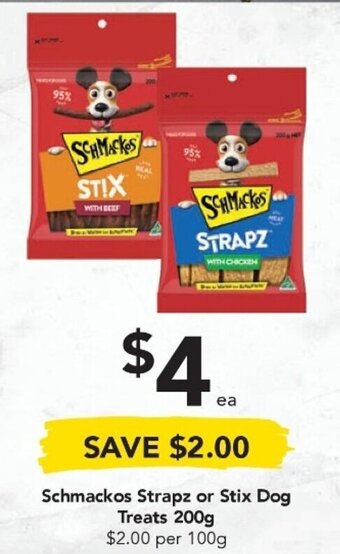 Drakes Schmackos Strapz or Stix Dog Treats 200g offer
