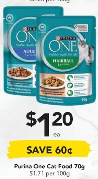 Drakes Purina One Cat Food 70g offer