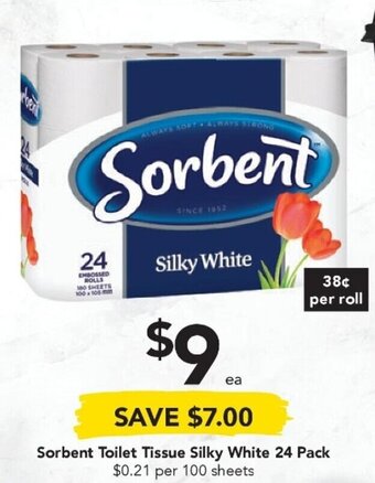 Drakes Sorbent Toilet Tissue Silky White 24 Pack offer