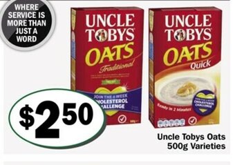 Friendly Grocer Uncle Tobys Oats 500g Varieties offer