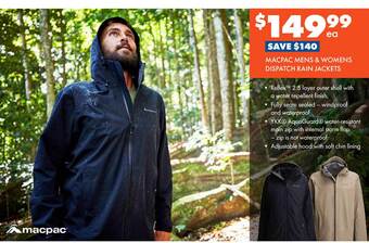 Macpac Mens & Womens Dispatch Rain Jackets
