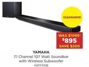 Bing Lee Yamaha 7.1 Channel 107 Watt Soundbar With Wireless Subwoofer offer