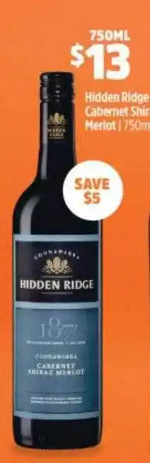 BWS Hidden Ridge Cabernet Shiraz Merlot offer