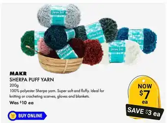 Lincraft Makr Sherpa Puff Yarn offer
