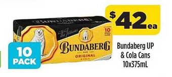 Liquorland Bundaberg Up & Cola Cans 10x375ml offer