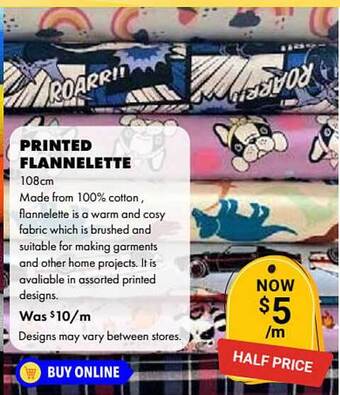 Lincraft Printed Flannelette offer