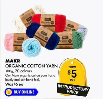 Lincraft Makr Organic Cotton Yarn offer