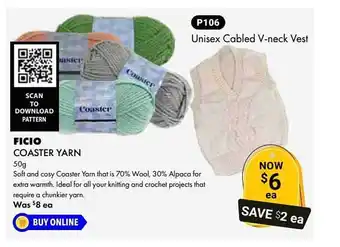 Lincraft Ficio Coaster Yarn offer