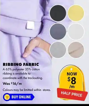 Lincraft Ribbing Fabric offer