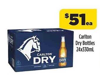 Liquorland Carlton Dry Bottles 24x330ml offer