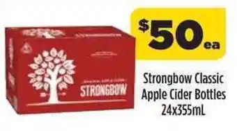 Liquorland Strongbow Classic Apple Cider Bottles 24x355mL offer