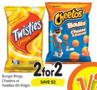 Burger Rings, Cheetos or Twisties 80-90gm