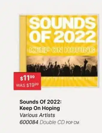 Sounds Of 2022: Keep On Hoping Various Artists Double Cd Pop Cm