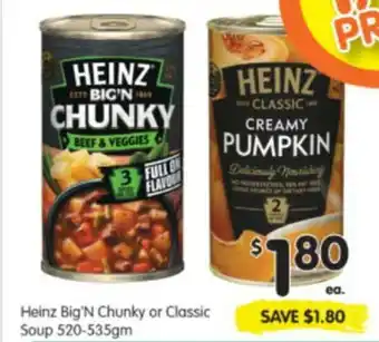 Spar Heinz Big'N Chunky or Classic Soup 520-535g offer