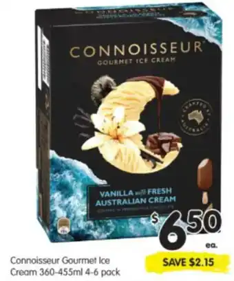 Spar Connoisseur Gourmet Ice Cream 360-455mL 4-6 pack offer