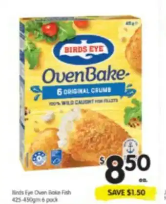 Spar Brids Eye Oven Bake Fish 425-150g 6 pack offer