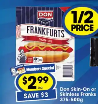 Ritchies Don Skin-On or Skinless Franks 375-500g offer