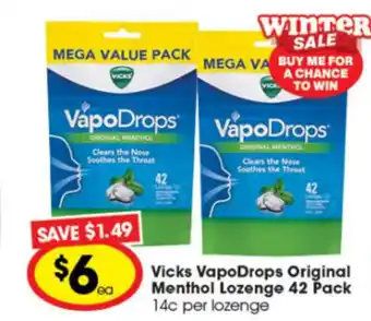Ritchies Vicks VapoDrops Original Menthol Lozenge 42 Pack offer